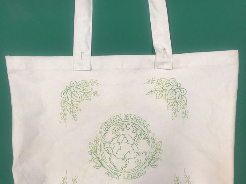 reusable tote bag machine embroidery project