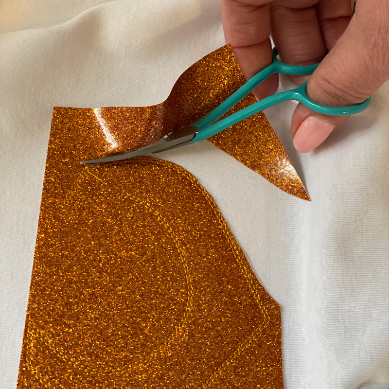 Leprechaun Applique T-Shirt orange luxe sparkle vinyl trimming