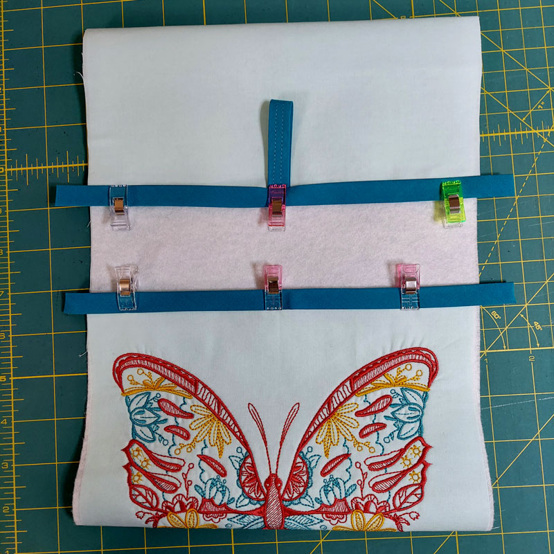 Embroidered Tablet Case add rest of bias tape