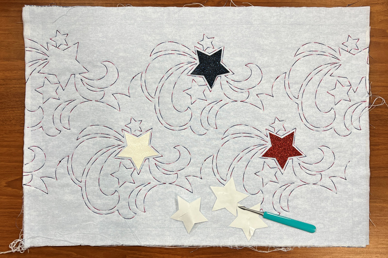 Stars & Stripes Quilted Placemats luxe sparkle vinyl stars
