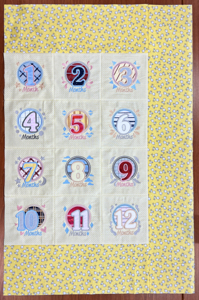 Baby Month Photo Blanket sew quilt border