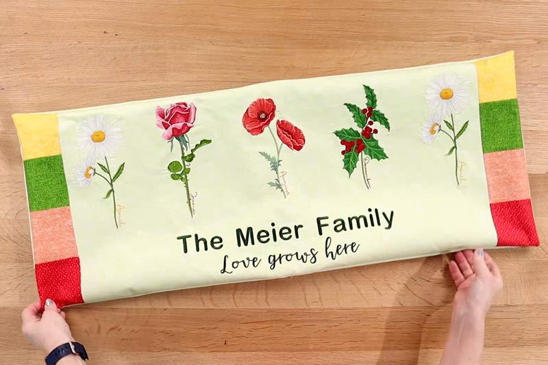 Floral Family Bench Pillow press finished pillow