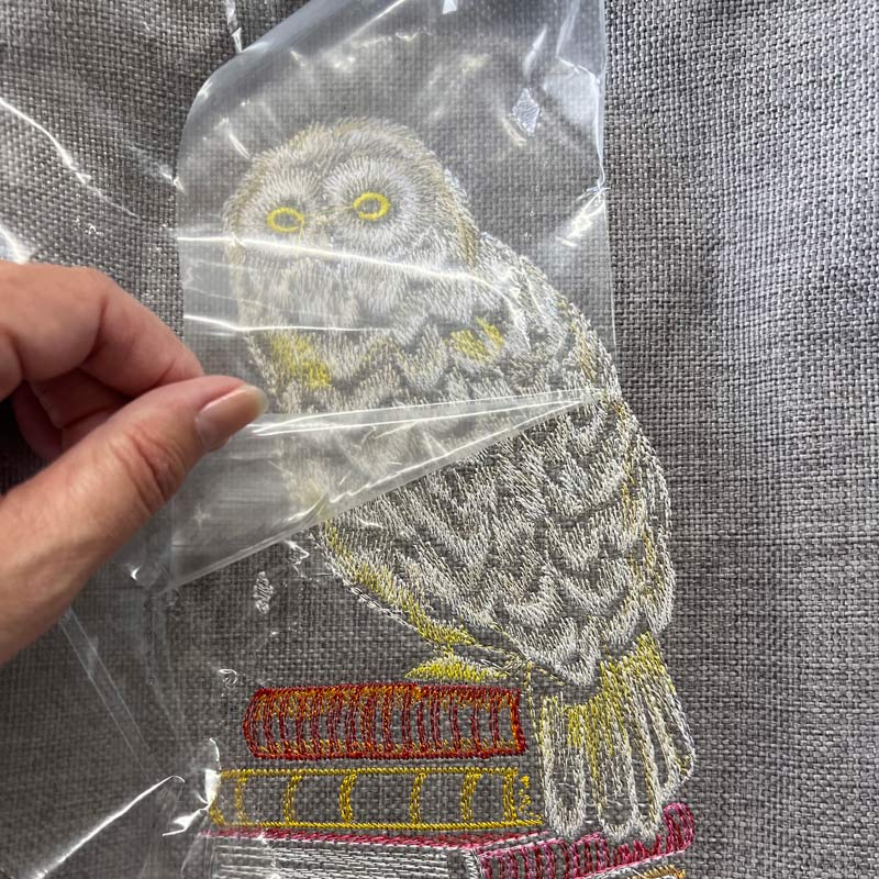 DIY reading pillow machine embroidery owl