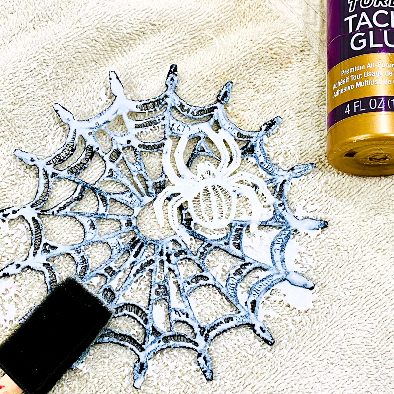 Spiderweb Lace Halloween Decor glue embroidery