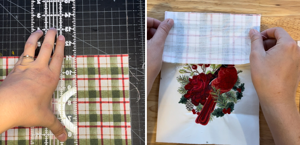Holiday Drawstring Gift Bags cut fabric
