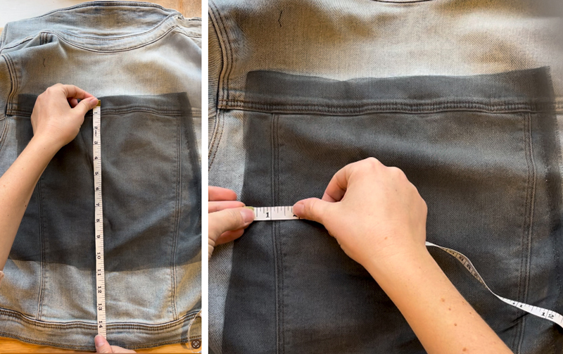 Denim and Organza Jacket measure fabric
