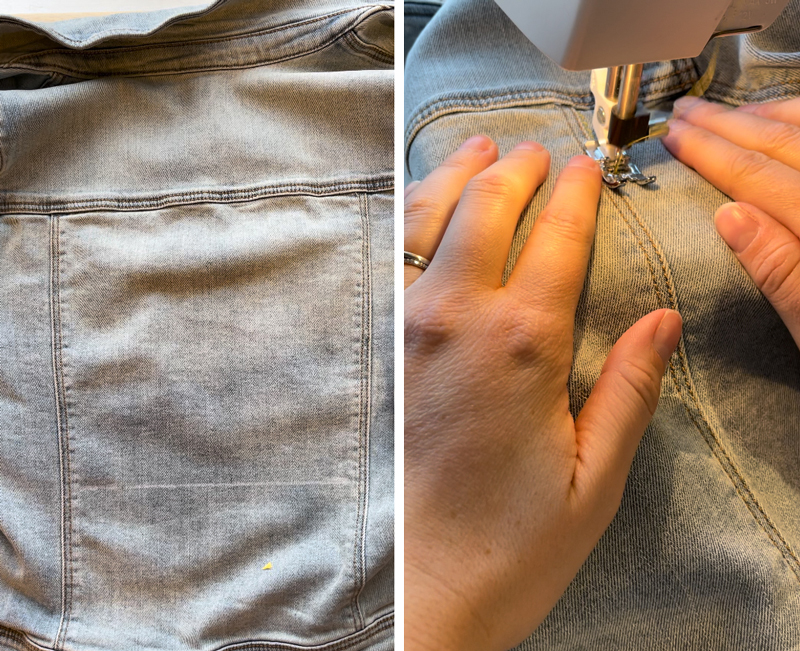 Denim and Organza Jacket stitch back and add design