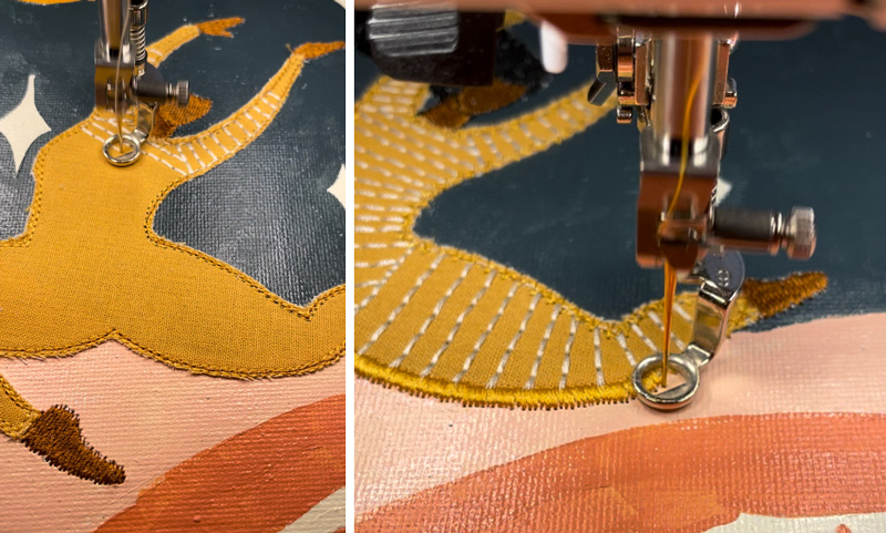 Embroidering on Canvas stitch machine steps