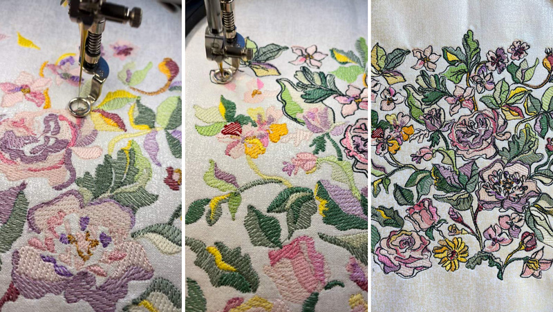 Embellished Floral Memo Board stitch design