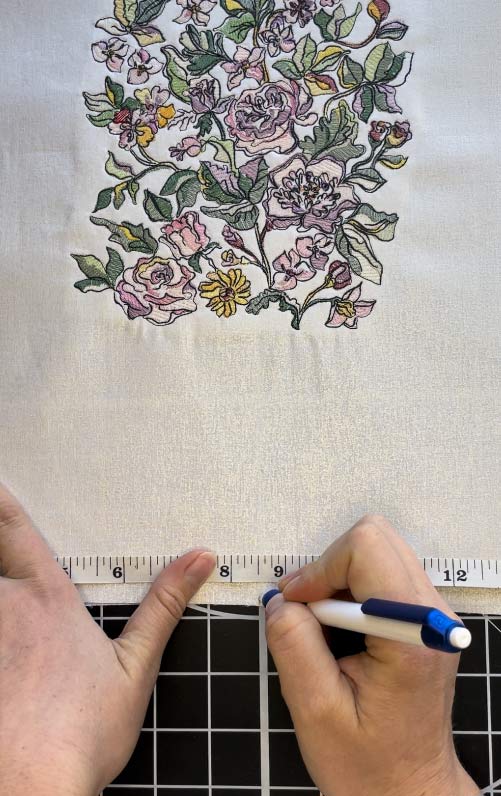 Embellished Floral Memo Board measure fabric