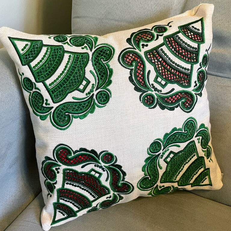 Christmas Tree Cutwork Pillow